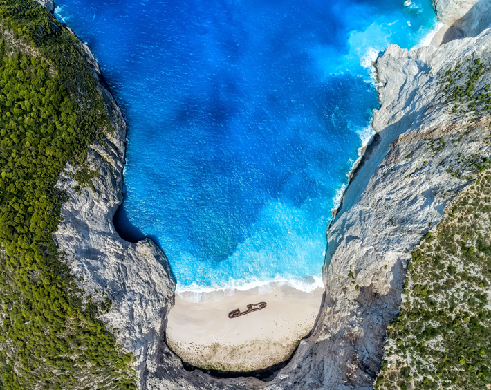 top down view of sea gulf